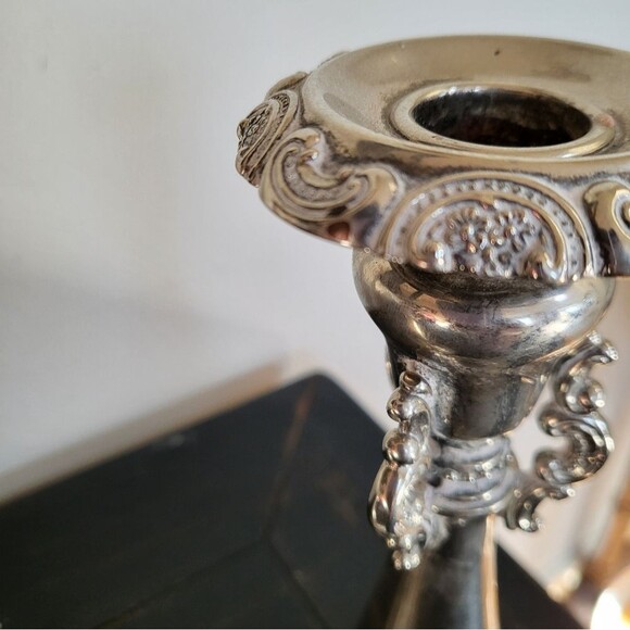 2 Baroque Wallace Silver Plate Antique Victorian Rococo Candlestick Holders 9x4 - Picture 9 of 15